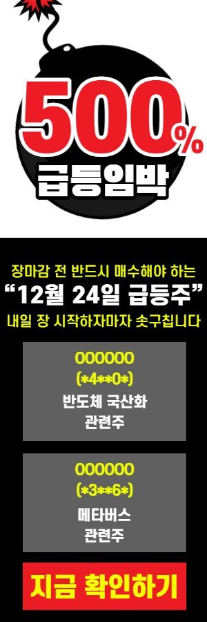 장마감 전에 반드시 담아둬야하는 12월 24일 황금 종목