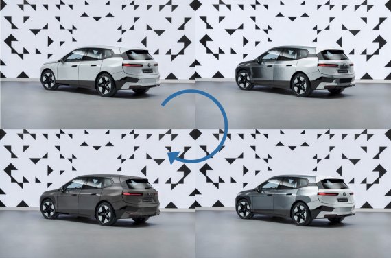 BMW가 미국 라스베이거스에서 개최된 세계 최대 전자·정보기술(IT) 전시회 CES 2022에서 공개한 전자잉크를 활용해 차량 외장 색상을 원하는 대로 변경하는 'iX 플로우'. BMW 제공