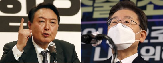윤석열 국민의힘 대선 후보(왼쪽)와 이재명 더불어민주당 대선 후보.사진=뉴스1