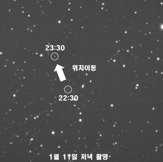 밀양아리랑우주천문대가 지난 11일 오후 10시쯤 제임스 웹 우주망원경을 촬영했다. (사진제공 밀양아리랑우주천문대) © 뉴스1