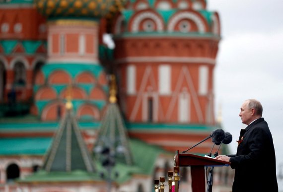 러시아 붉은광장에서 연설하고 있는 블라미르 푸틴 러시아 대통령. /사진=로이터뉴스1