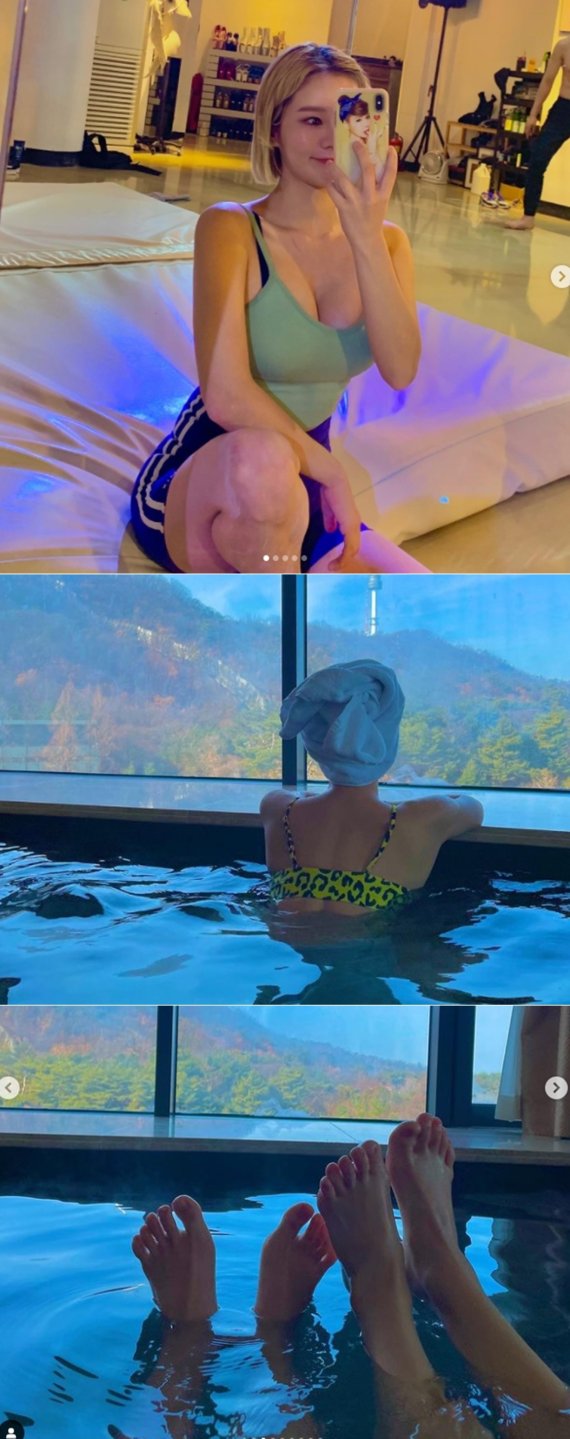 '베이글녀' 맹승지, 호텔 반신욕서 몸매 과시…물속 다른발, 누구?