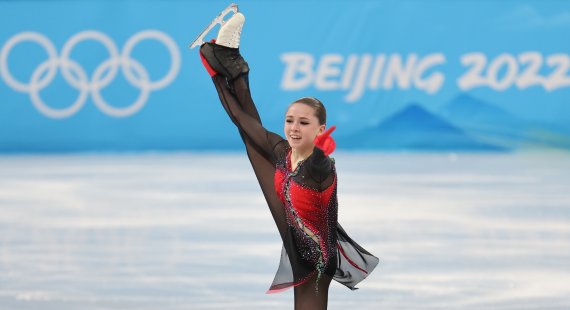 7일 중국 베이징 수도실내체육관에서 열린 2022 베이징 동계올림픽 피겨 팀이벤트 여자 싱글 프리스케이팅에서 러시아의 카밀라 발리예바(Kamila Valieva)가 연기를 펼치고 있다. /사진=뉴스1화상