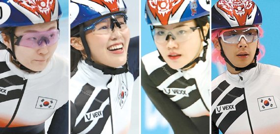 대한민국 쇼트트랙 대표팀이 16일 오후 열리는 여자 1500m 결승과 남자 5000m 계주 결승서 '금메달 사냥'에 나선다. 왼쪽부터 최민정, 김아랑, 이유빈, 곽윤기. 뉴시스 뉴스1