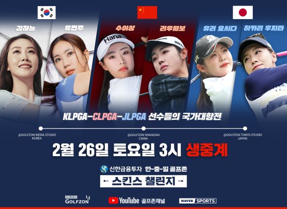 골프존은 오는 26일 KLPGA-CLPGA-JLPGA 여자 스타 골퍼들이 출전하는 실시간 네트워크 스크린골프 대회 '신한금융투자 한-중-일 골프존 스킨스 챌린지'를 개최한다. /사진=골프존