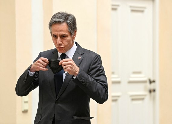 19일(현지시간) 독일 뮌헨을 방문한 토니 블링컨 미국 국무장관.로이터뉴스1