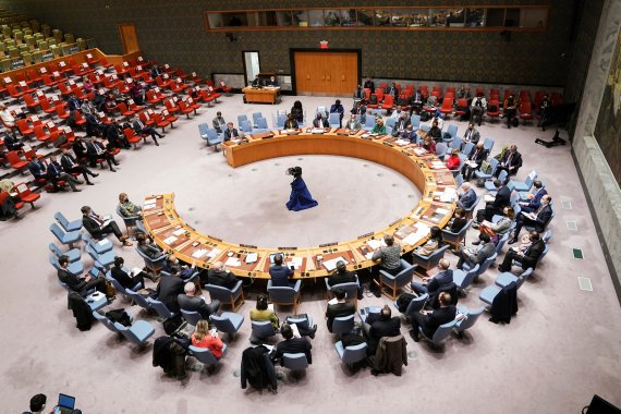 21일 현지시간 미 뉴욕주에서 우크라이나 사태를 논의하기 위한 유엔 안보리가 소집됐다. © 로이터=뉴스1 © News1 정윤영 기자