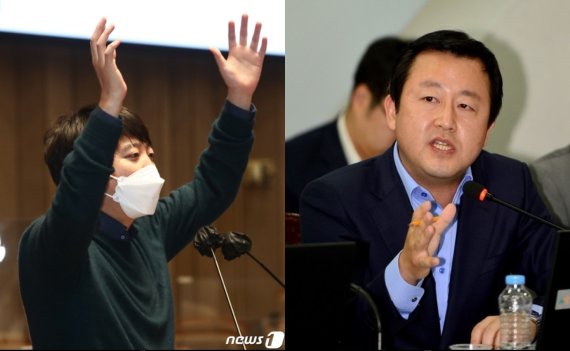 이준석 국민의힘 대표와 김용남 전 의원. © 뉴스1