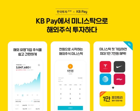 한국투자증권, x KB Pay, 미니스탁 제휴 서비스 론칭