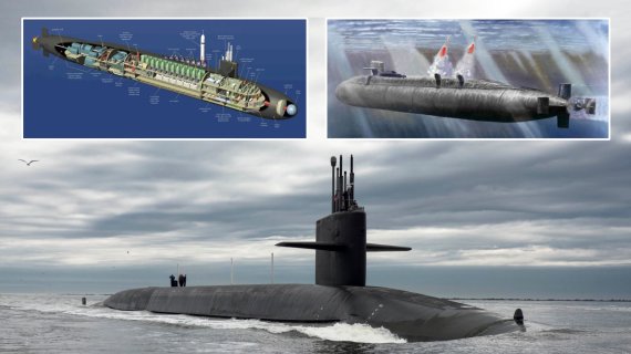 오하이오급 전략 핵잠수함(SSBN) USS 테네시, 미국은 오하이오급 핵잠수함을 14척 보유하고 있다. SSBN의 SS(Ship Submersible)는 잠수함을 의미한다. B는 탄도 미사일, N은 원자력 추진을 뜻한다. 승조원은 장교 15명과 수병 139명, 전장 170.7m, 함폭(Beam)12.8m, 배수량은 잠항시 1만8750t, 수상 1만6775t, 추진 성능은 GE사의 가압 경수형, 원자로 1개 S8G 형(자연 순환 형), 재충전 없이 9년간 이동가능하며 최고속도는 잠항시 20노트(37.04km/h) 이상이다. 다탄두 S