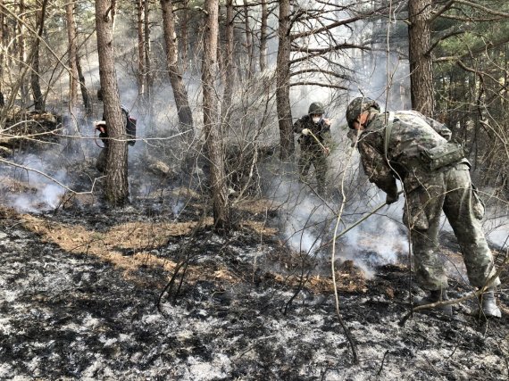 軍 '가용역량 총동원' 동해안과 전국 곳곳 산불 진화 나섰다