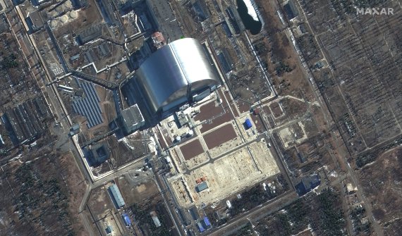 지난 10일 촬영된 우크라이나 체르노빌의 원자력 발전소 위성 사진.AP뉴시스