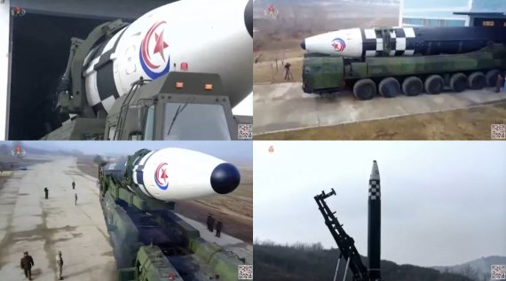 북한이 공개한 ICBM '화성-17형' 발사 영상. 사진=조선중앙TV 캡처