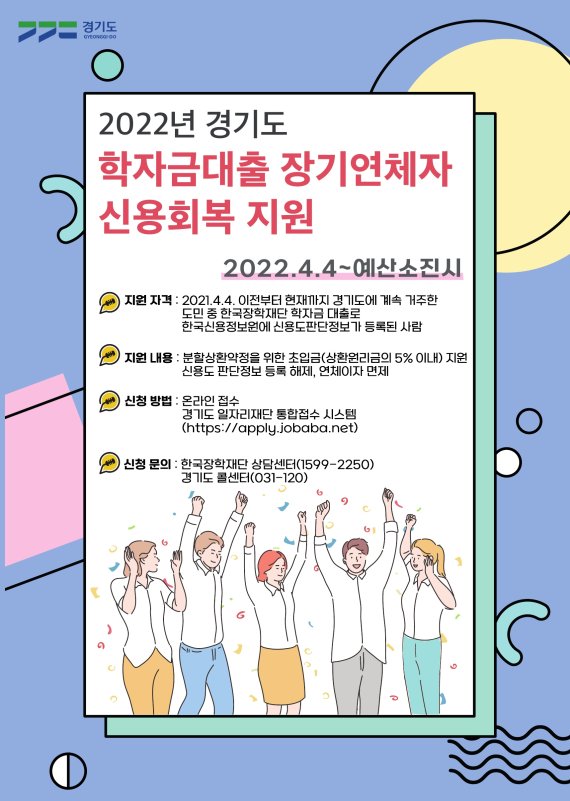 경기도, 학자금대출 장기연체자 '신용회복 지원'