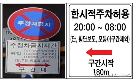경기도 탄력적 주정차 허용 교통안전표지 예시. 사진제공=경기북부청