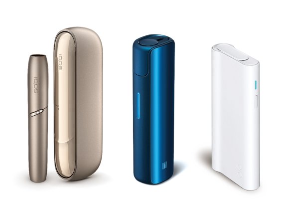 국내 시판 전자담배. 왼쪽부터 필립모리스 ‘아이코스’, KT&G ‘릴’, BAT ‘글로’ *재판매 및 DB 금지