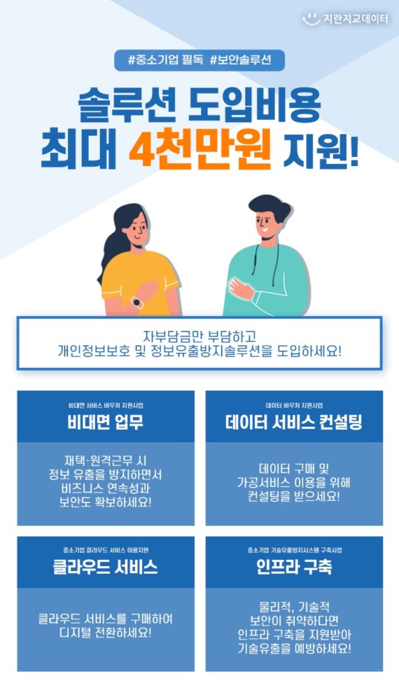 지란지교데이터, 바우처 사업으로 中企 개인정보보호 역량 강화 지원 나서