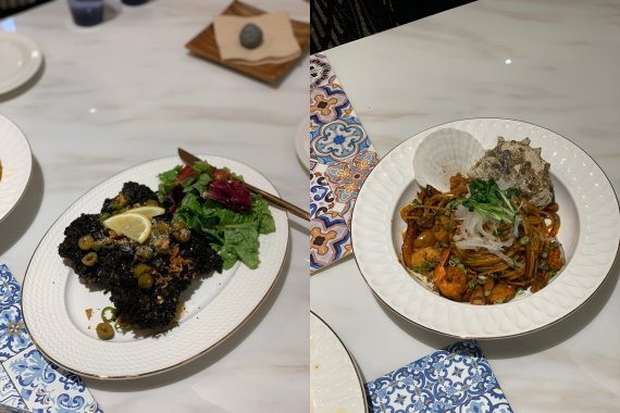 현무암슈니첼, 뿔소라 갈치속젓 파스타© 뉴스1