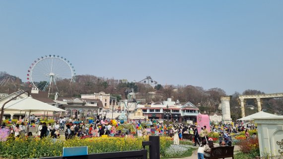 튤립축제에 모여든 인파. (사진제공=에버랜드)