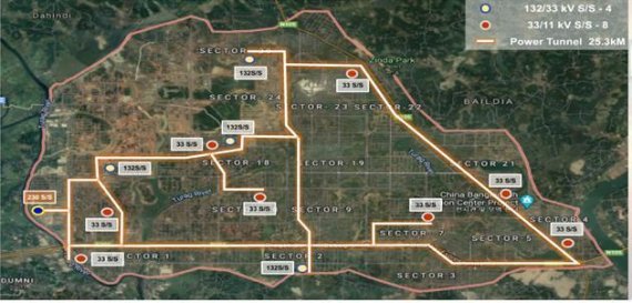 방글라데시 푸바찰 신도시 배전선로 사업계획도(국토교통부 제공) © 뉴스1