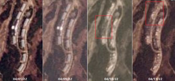 북한 금강산 골프장 동쪽 지대에 위치한 숙박단지 위성사진. (Planet Labs) 사진=뉴스1