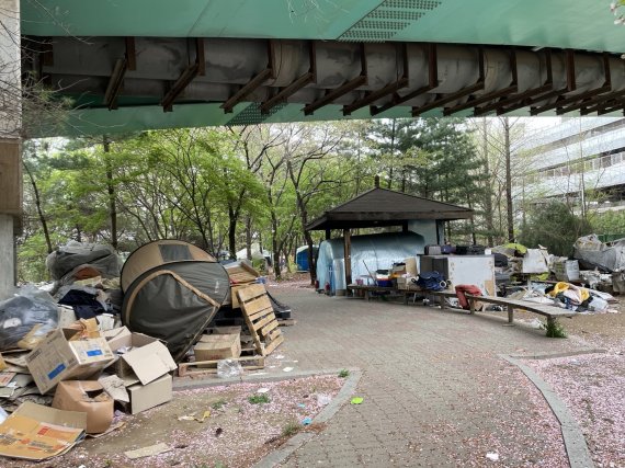 지난 14일 용산역 텐트촌의 모습. © 뉴스1 박재하 기자