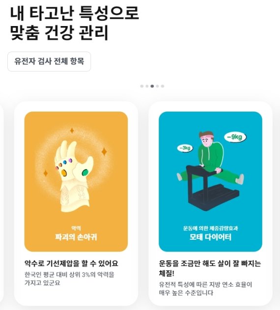 마이데이터 전문기업 뱅크샐러드가 제공하는 유전자 검사 서비스. (뱅크샐러드 홈페이지 캡처) © 뉴스1