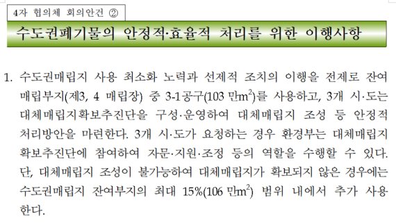 수도권매립지 4자 합의문 내용.© 뉴스1