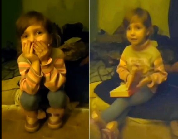 [서울=뉴시스] 우크라이나 마리우폴 아조우스탈 제절소 지하에서 포착된 앨리스(4)의 모습. (출처 : 미하일로 포돌랴크 우크라이나 대통령실 보좌관 트위터 영상 캡처) 2022.04.20. *재판매 및 DB 금지