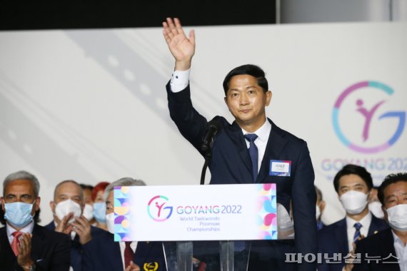 2022 고양 세계태권도품새대회 개막식(이재준 고양시장). 사진제공=고양시