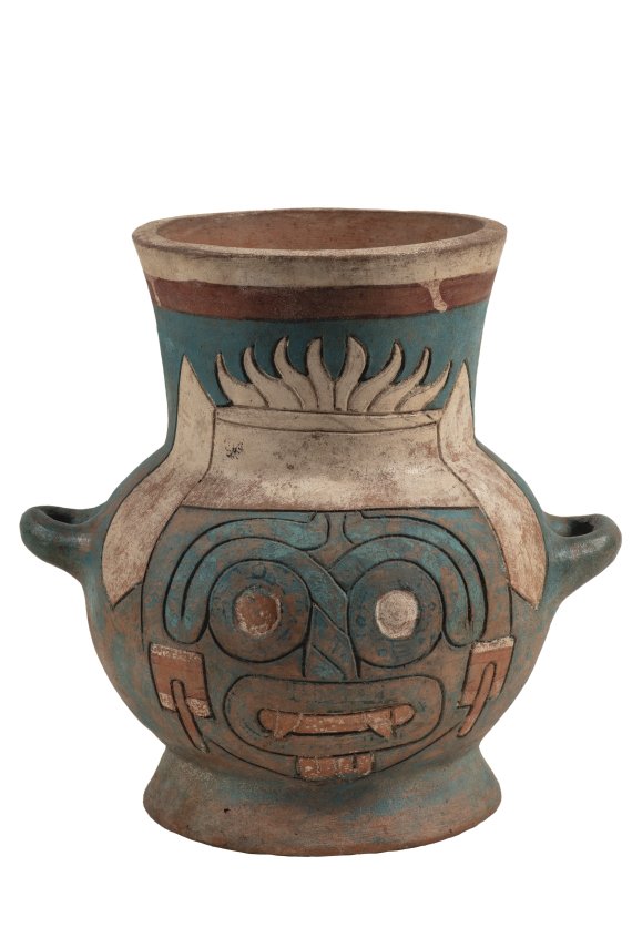 [서울=뉴시스]<비의 신 틀랄록 장식 항아리>, 아스테카, 16세기 초, 높이 30cm, 멕시코 템플로마요르박물관