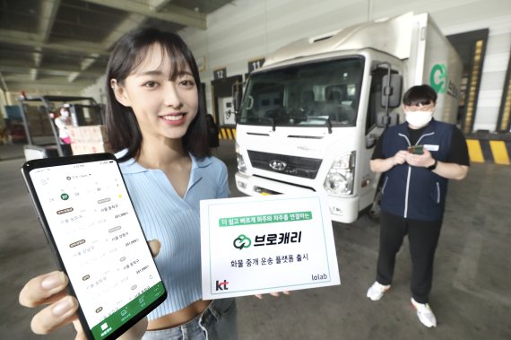 KT그룹의 디지털 물류 플랫폼 전문기업 롤랩(lolab)이 인공지능(AI) 플랫폼 기반 화물 중개∙운송 서비스 '브로캐리'(Brokarry)를 출시했다고 9일 밝혔다.(KT 제공) © 뉴스1