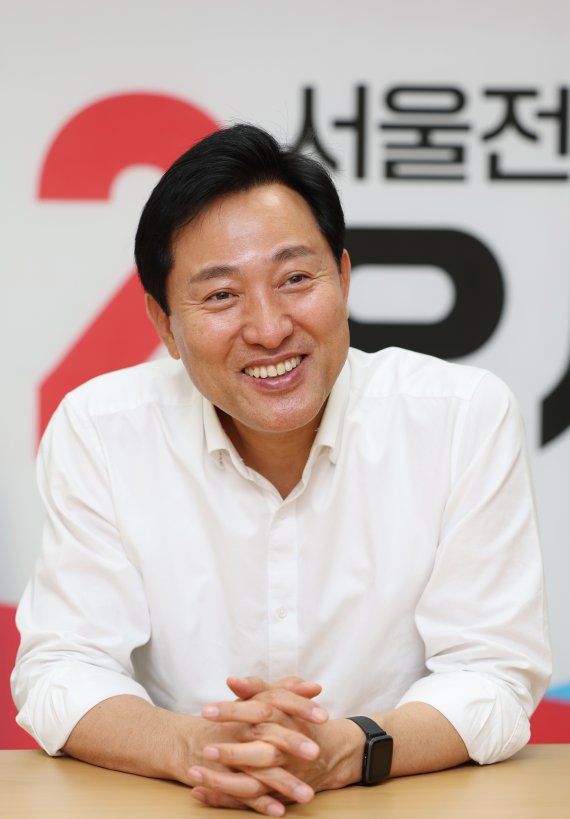 오세훈 국민의힘 서울시장 후보 인터뷰. 사진=김범석 기자