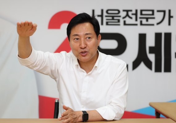 오세훈 국민의힘 서울시장 후보 인터뷰. 사진=김범석 기자