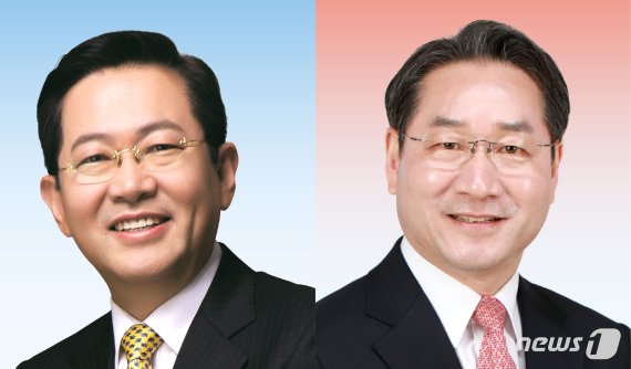 박남춘 민주당 인천시장 후보(왼쪽), 유정복 국민의힘 후보.© News1 윤주희 디자이너 /사진=뉴스1