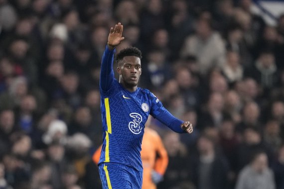 [런던=AP/뉴시스]첼시의 공격수 칼럼 허드슨-오도이. 2021.11.23.