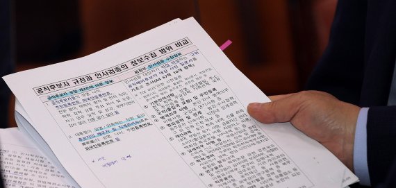 김승호 인사혁신처장이 ‘공직후보자 규정과 인사검증의 정보수집 범위’와 관련한 자료를 살펴보고 있다. (공동취재) 2022.5.26/뉴스1 © News1 허경 기자