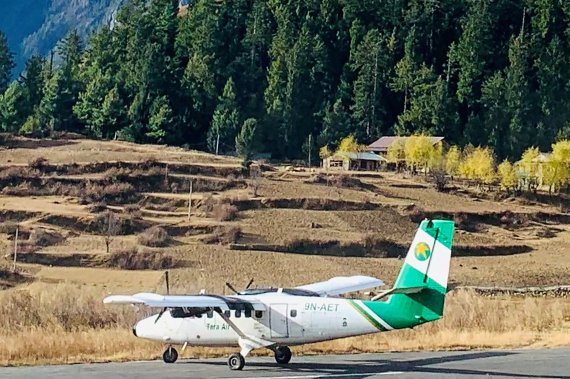 Handout image shows Tara Air's DHC-6 Twin Otter, tail number 9N-AET, in Simikot, Nepal December 1, 2021. Picture taken December 1, 2021. Madhu Thapa/Handout via REUTERS ATTENTION EDITORS - THIS IMAGE HAS BEEN SUPPLIED BY A THIRD PARTY. NO RESALES. NO ARCHIVES. MANDATORY CREDIT. THIS PICTURE WAS PROC