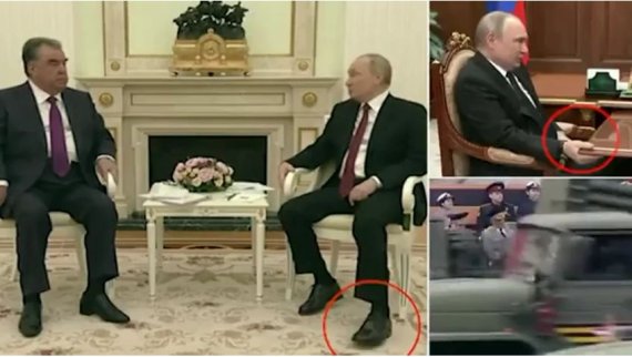 블라디미르 푸틴 대통령의 건강 이상설 의혹이 제기된 사진