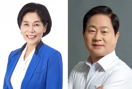 왼쪽부터 남양주시장 선거에 출마한 더불어민주당 최민희 후보, 국민의힘 주광덕 후보 © 뉴스1