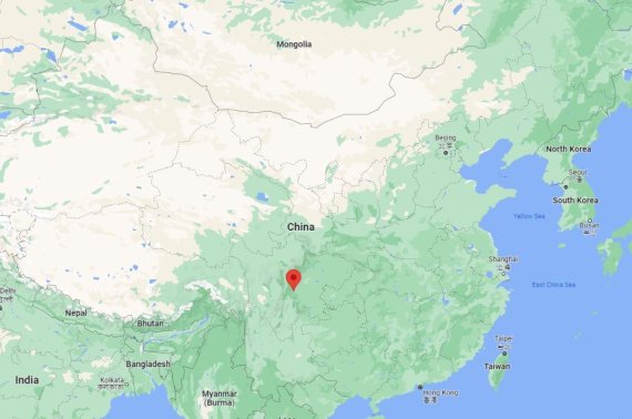 1일(현지시간) 지진이 발생한 쓰촨성 야안시 위치.(구글지도 갈무리)© 뉴스1