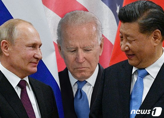 (왼쪽부터) 블라디미르 추틴 러시아 대통령, 조 바이든 미국 대통령, 시진핑 중국 국가주석. © News1 이지원 디자이너