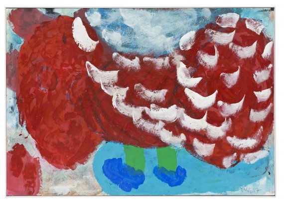 [서울=뉴시스]빨간 구름, 1987, Mixed media on paper, 71.5 x 101.5 cm