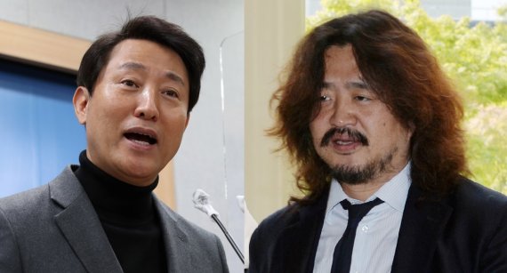 오세훈 서울시장(왼쪽)과 방송인 김어준씨. © 뉴스1