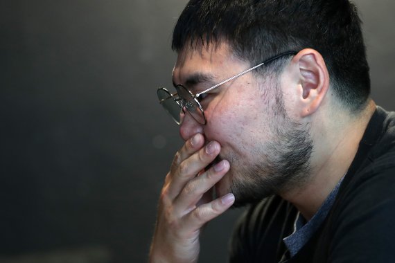 [서울=뉴시스] 백동현 기자 = 배우 한상조가 지난 24일 오후 서울 마포구 한 카페에서 뉴시스와 인터뷰하고 있다. 2022.05.29. livertrent@newis.com