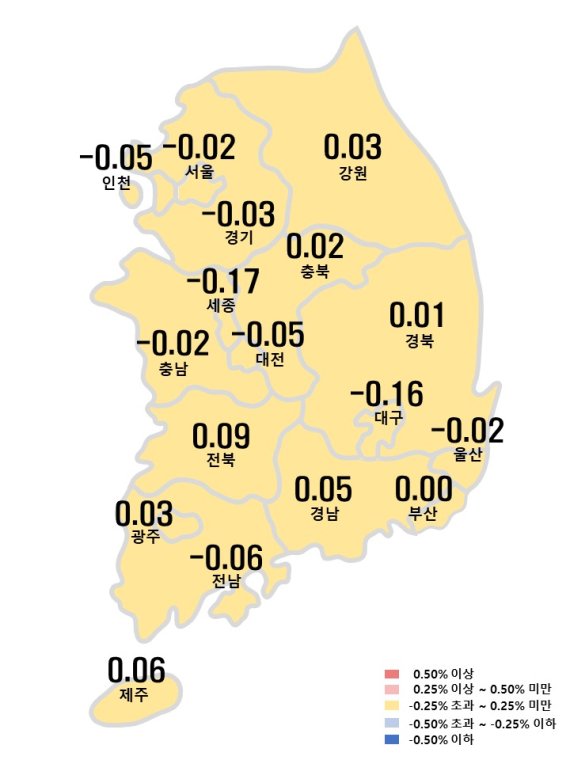 시도별 아파트 매매가격지수 변동률(한국부동산원 제공) © 뉴스1