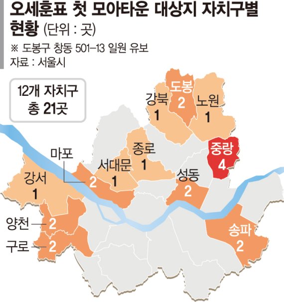 ‘오세훈의 모아타운’ 21곳 확정… 강남권 2곳, 중랑구 최다
