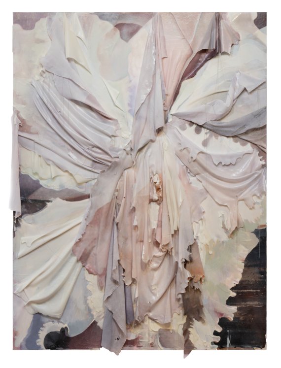 [서울=뉴시스]Heemin Chung When Our Palm Line Meets, 2021 Acrylic and gel medium, surgical steel chain on canvas 290 x 194 cm No. 82114. Photography by GIM IKHYUN © Heemin Chung, courtesy Pace Gallery