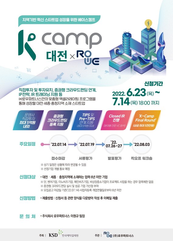 창업 지원 프로그램 ‘K-Camp 대전 3기 액셀러레이팅’ 참여 기업 모집