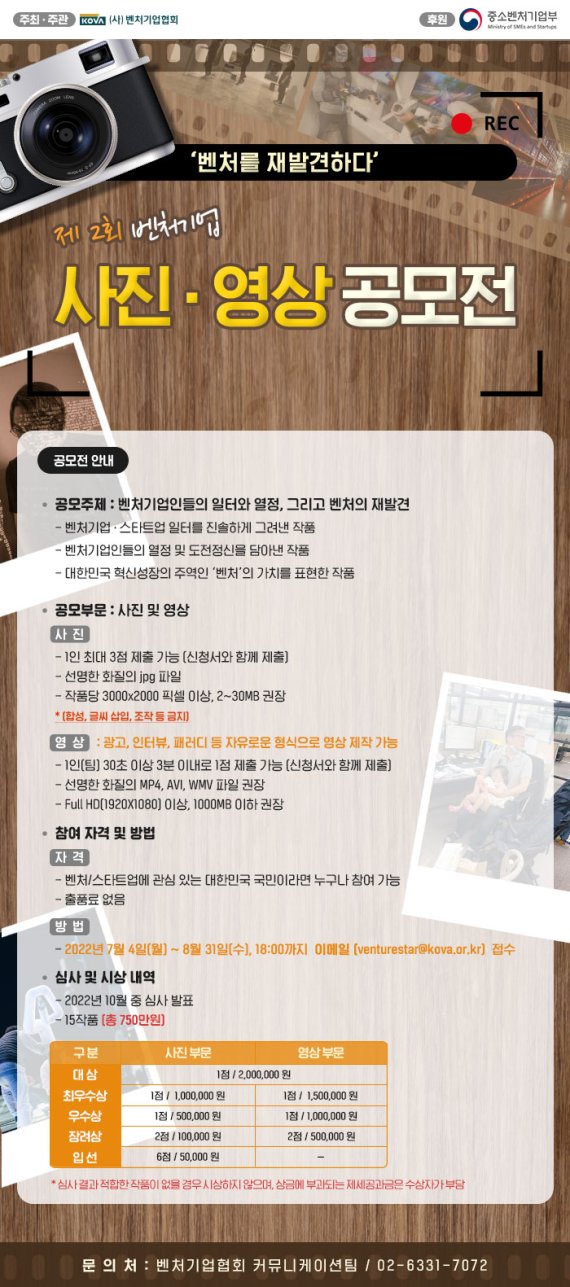 벤처기업협회, 제2회 벤처기업 사진‧영상 공모전